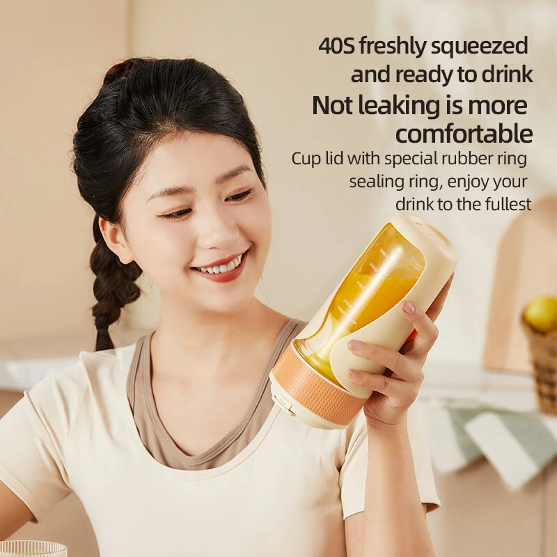 (image for) 450ML Small Portable Multi-function Juicer Cordless Electric Juicing Cup with Removable Straw Strong 6-Blade Precision Steel Blade